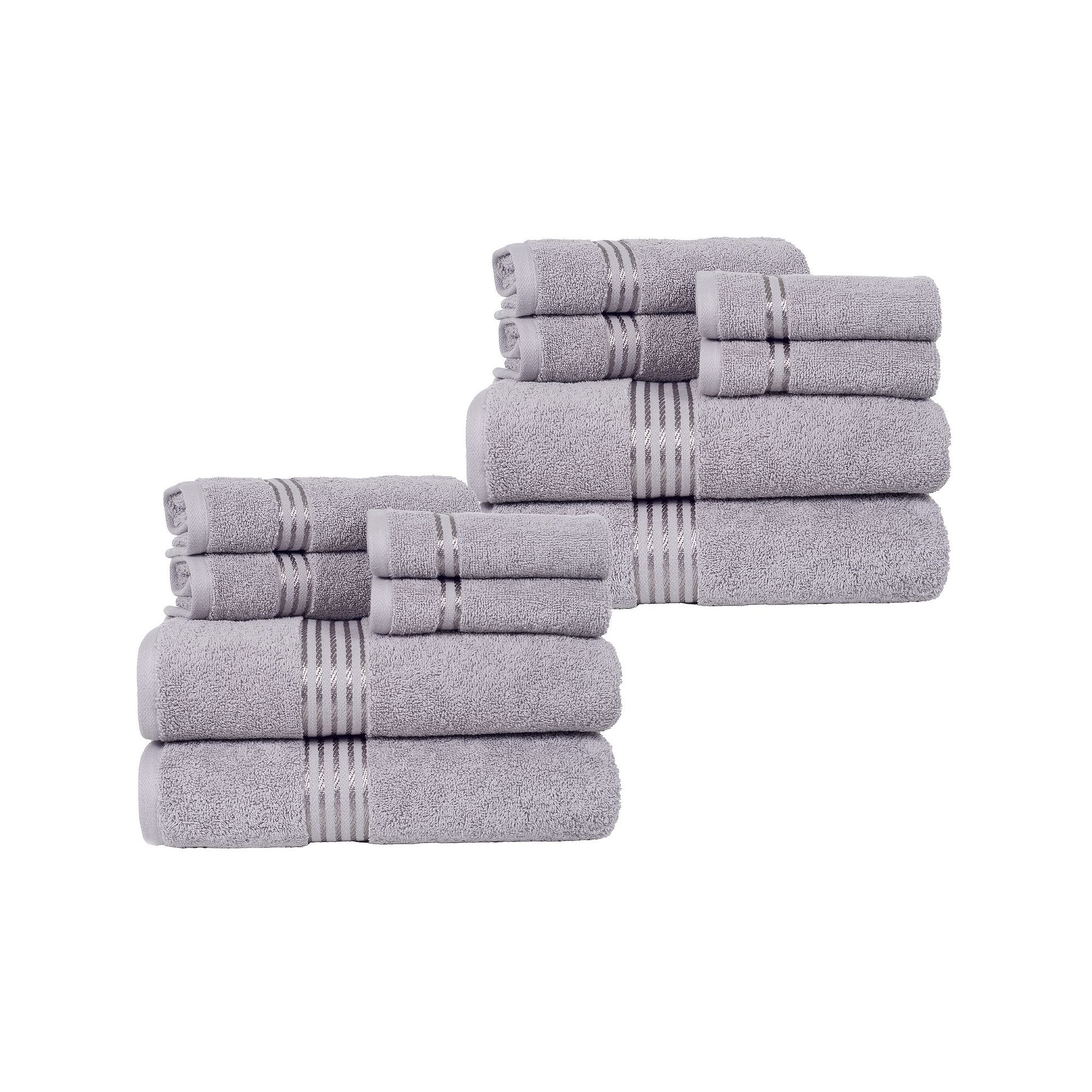 Lavish Home 18-pc. Striped Cotton Bath Towel Set, Gray
