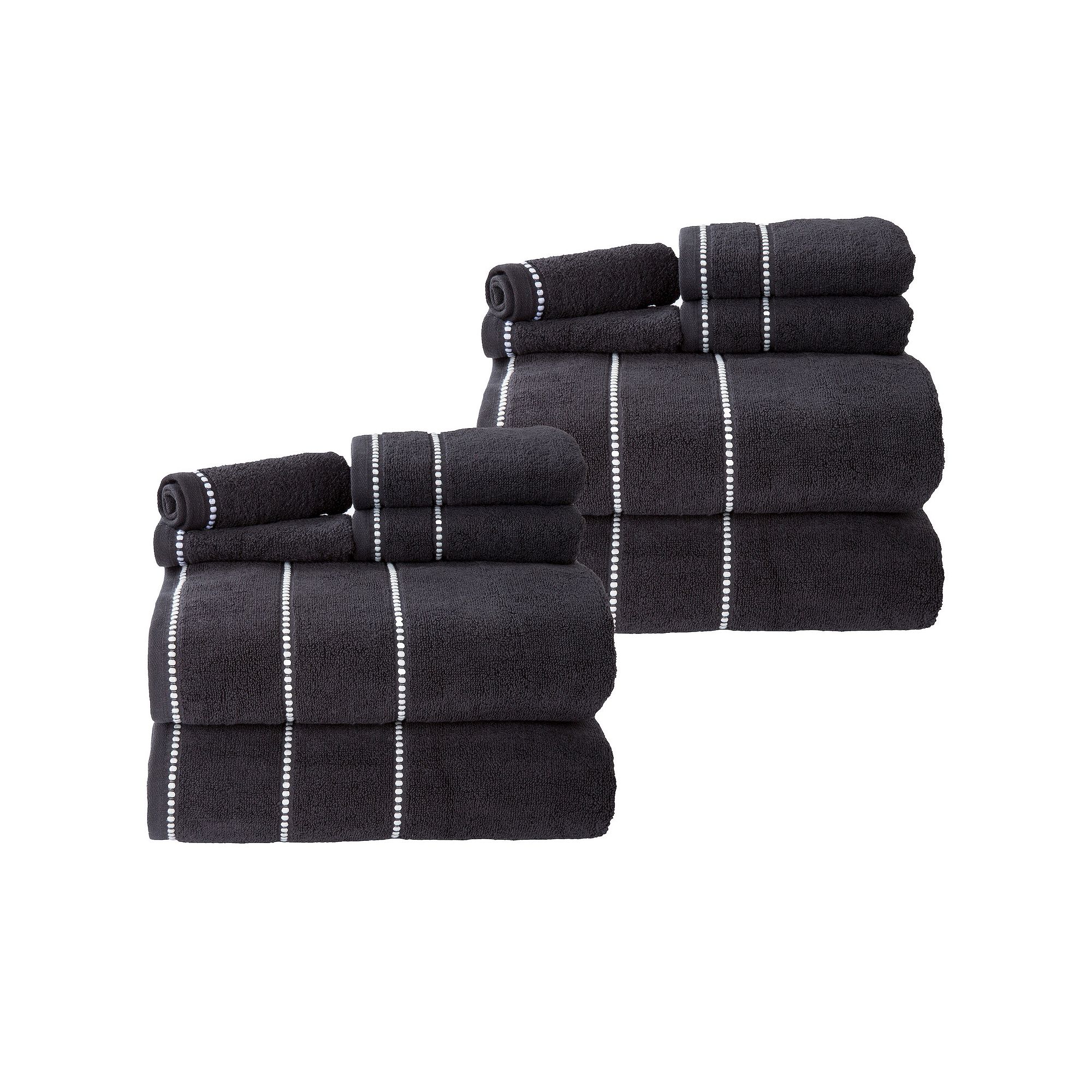 Lavish Home 12-pc. Absorbent Cotton Towel Set, Black