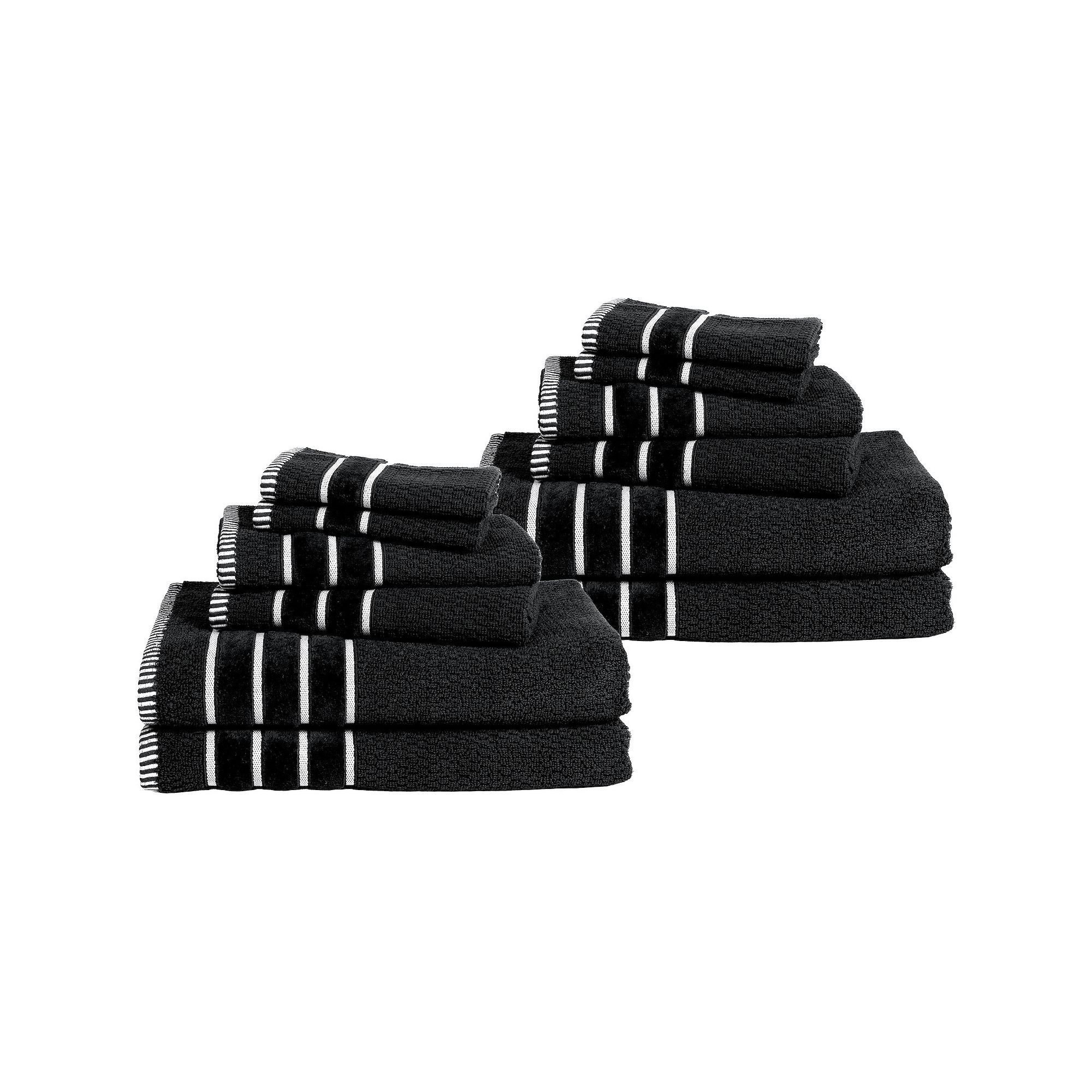 Lavish Home 12-pc. Combed Cotton Rice Weave Bath Towel Set, Black
