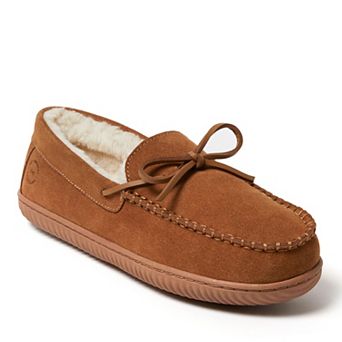 Dearfoams Douglas Men's Suede Tie Top Moccasin Slippers