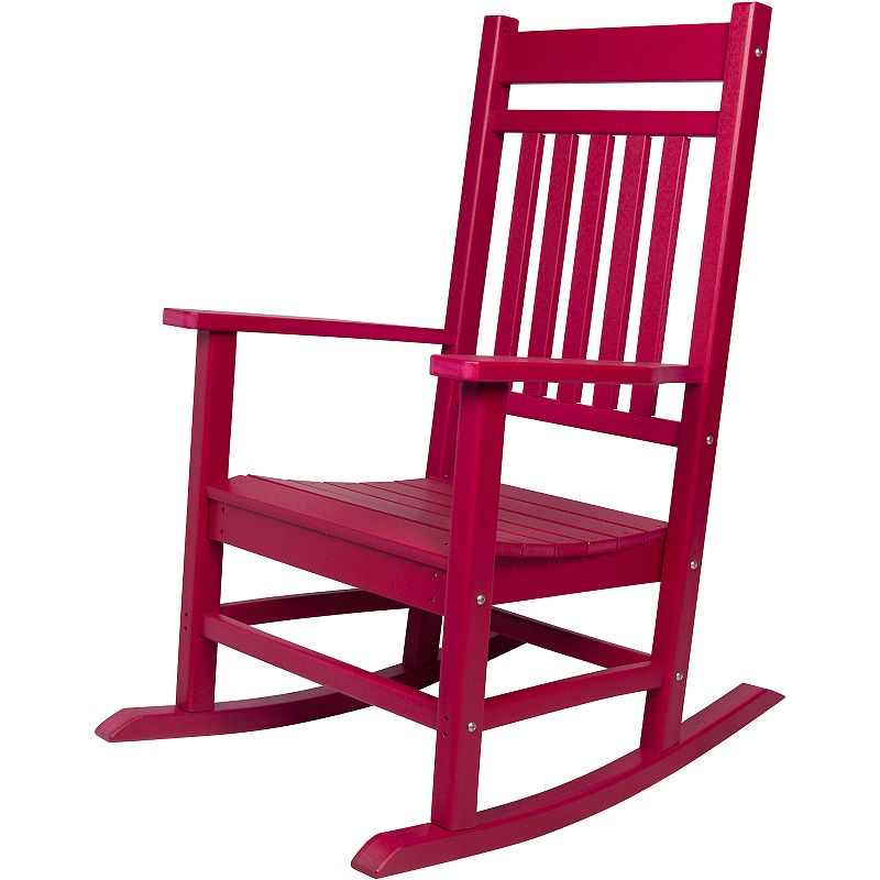 Shine Company HDPE Outdoor Patio Rocking Chair, Red