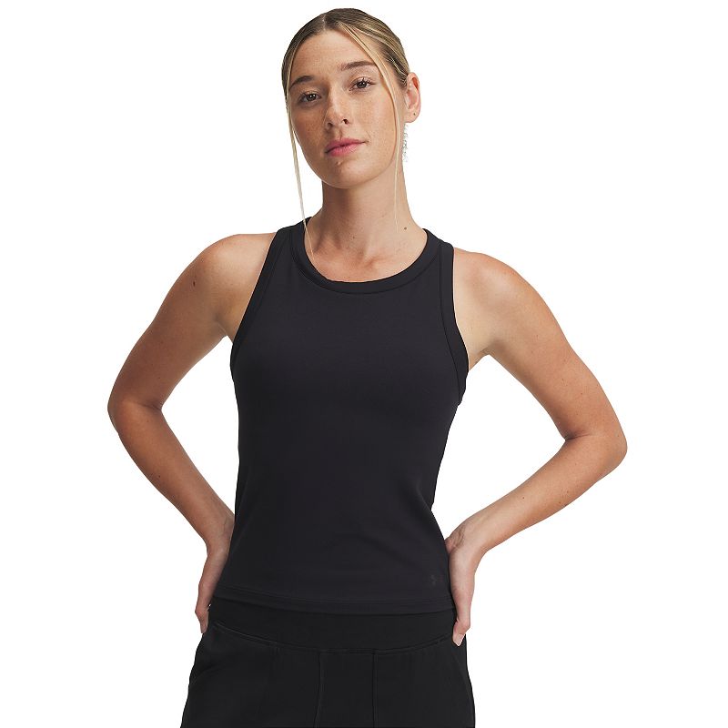Women's Under Armour Motion High Neck Built-In Bra Tank Top, Size: Small, Black
