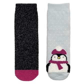Girls Cuddl Duds® Plushfill* 2 Pair Pack Slipper Socks with Grippers