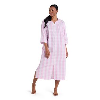 Women's Miss Elaine Essentials Seersucker Long Zip Robe