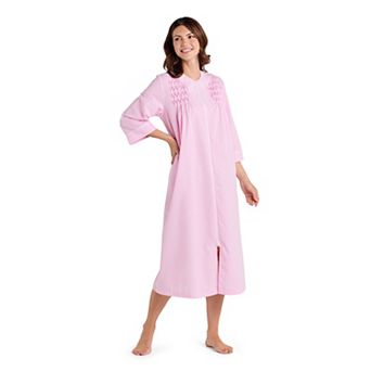 Women's Miss Elaine Essentials Seersucker Long Zip Robe