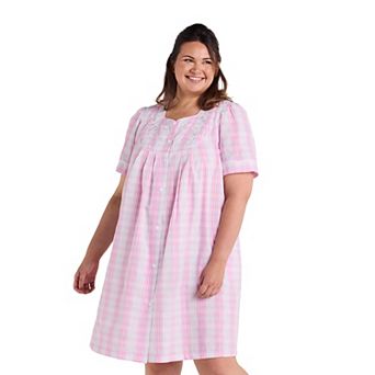 Plus Size Miss Elaine Essentials Seersucker Short Snap Robe