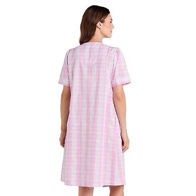 Women's Miss Elaine Essentials Seersucker Short Snap Robe