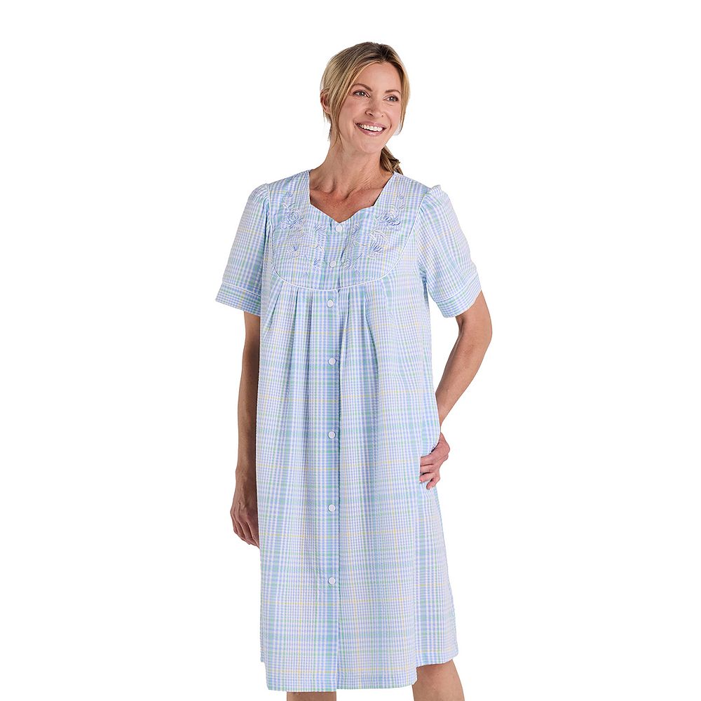 Women's Miss Elaine Essentials Seersucker Short Snap Robe