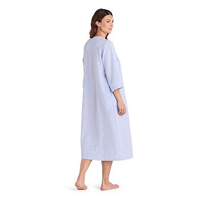 Petite Miss Elaine Essentials Seersucker Long Zip Robe