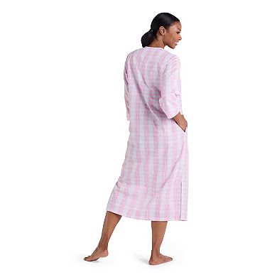 Petite Miss Elaine Essentials Seersucker Long Zip Robe