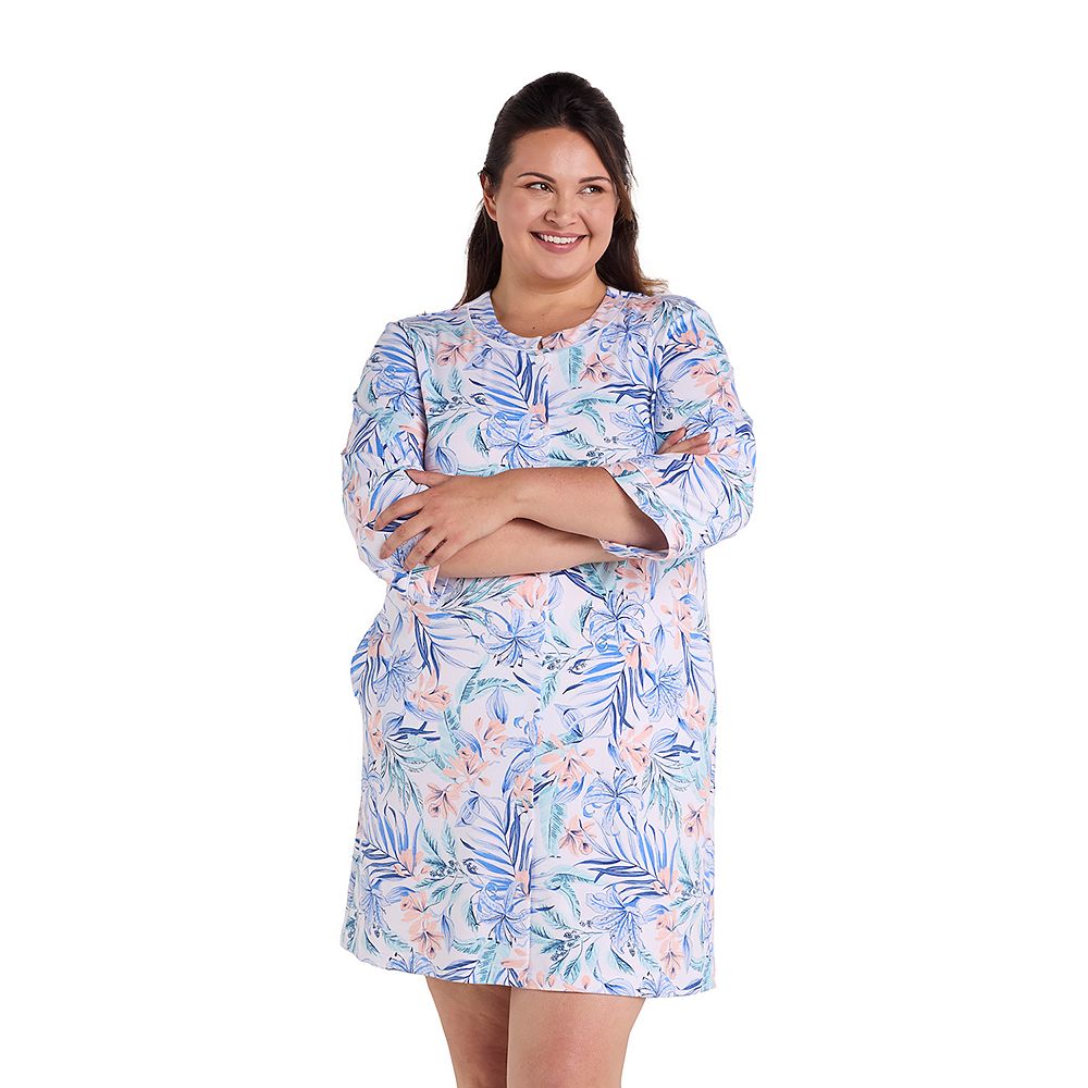 Plus Size Miss Elaine Essentials Interlock Knit Short Snap Robe