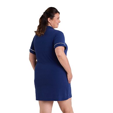 Plus Size Miss Elaine Essentials Terry Short Zip Robe