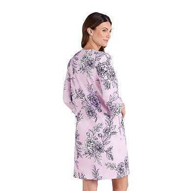 Women's Miss Elaine Essentials Interlock Knit Short Snap Robe