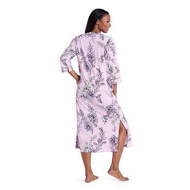 Women's Miss Elaine Essentials Interlock Knit Long Zip Robe
