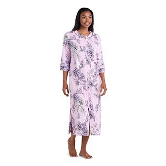 Women's Miss Elaine Essentials Interlock Knit Long Zip Robe