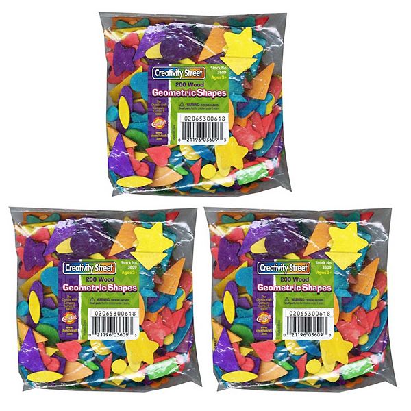 Dixon Creativity Street 200-Piece Wood Geometric Shapes 3-Pack