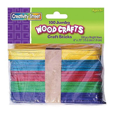 Dixon Creativity Street 100-Piece Multicolor Jumbo Craft Sticks 12-Pack