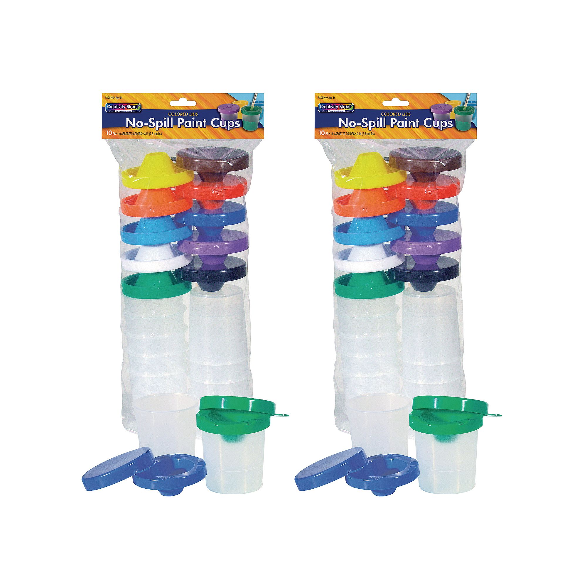 Dixon 2-Pack Creativity Street No-Spill Round Paint Cups with Colored Lids,
