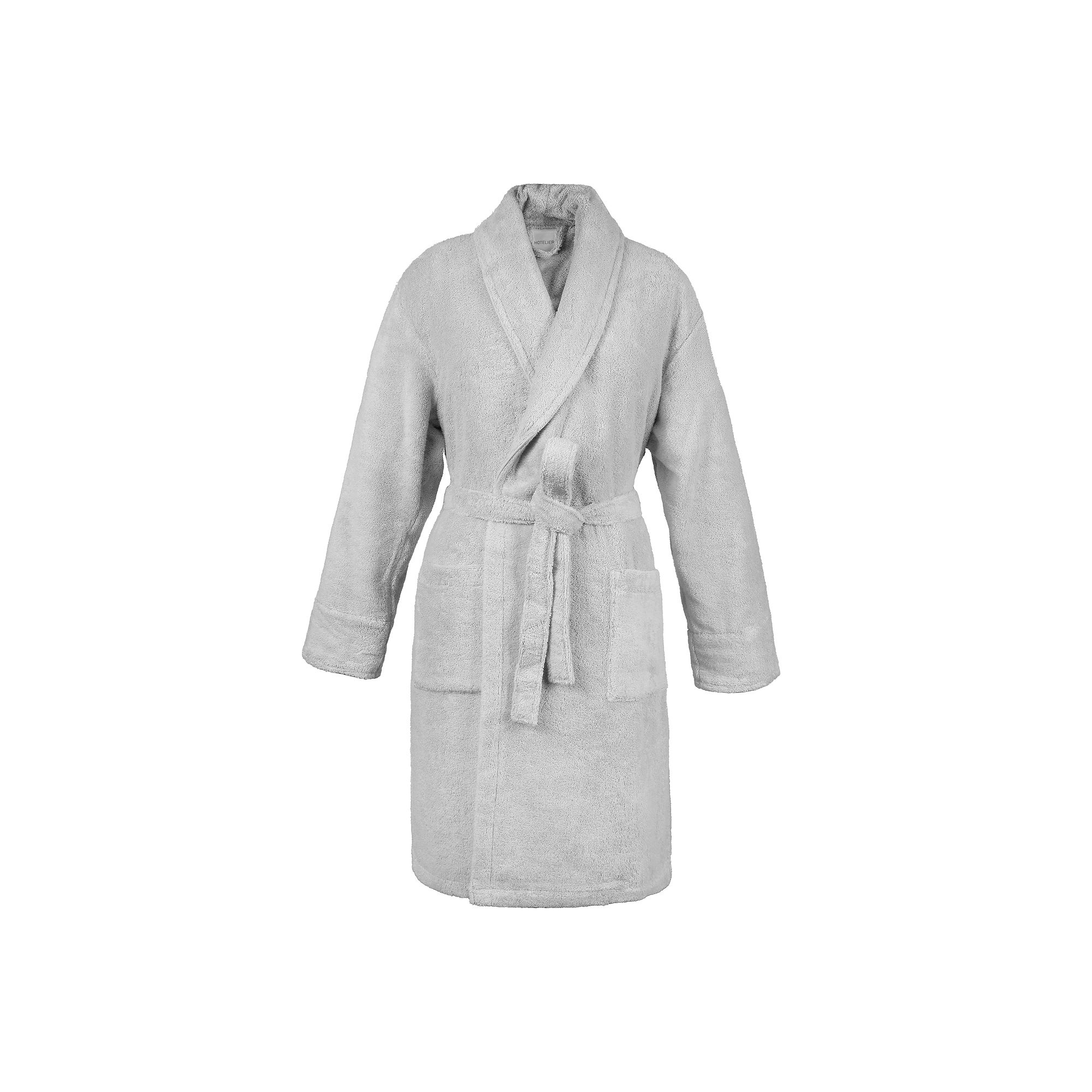 Hotelier Plush Bath Robe, Adult Unisex, Size: Small/Medium, Light Gray