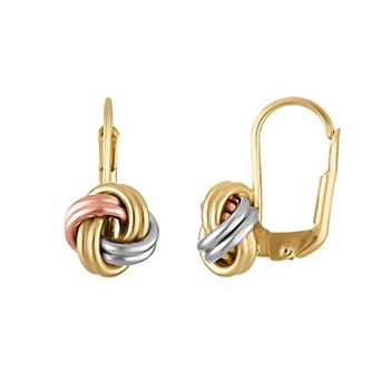 Giorgio di Vicenza 14k White Gold Love Knot Leverback Earrings