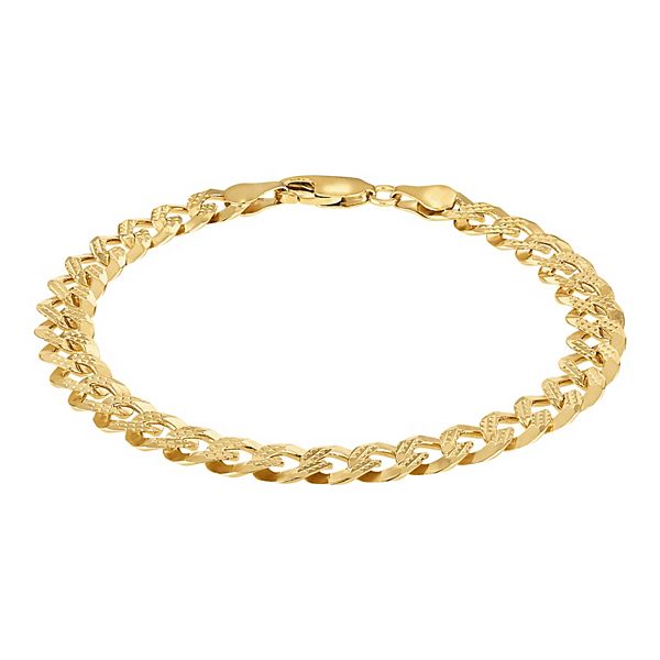 di Vicenza 14k Gold Over Silver Textured Curb Chain Bracelet
