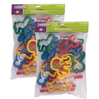 Dixon Creativity Street 40 pc Assorted Shapes Jumbo Dough & Clay Cutter Set with Rolling Pin