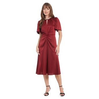 Women's London Times Short Sleeve Embellished Collar Dress