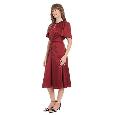 Women's London Times Short Sleeve Embellished Collar Dress