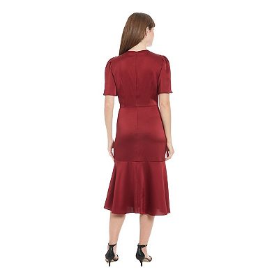 Women's London Times Short Sleeve Embellished Collar Dress