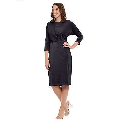 Women's London Times 3/4 Sleeve Crisscross Sheath Dress