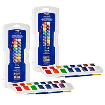 Dixon Prang 16 Color Half Pan Watercolors Set with Brush 2 pk