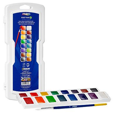 Dixon Prang 16 Color Half Pan Watercolors Set with Brush 2-pk.