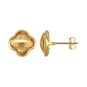 Tiara 10k Gold Gemstone Clover Stud Earrings