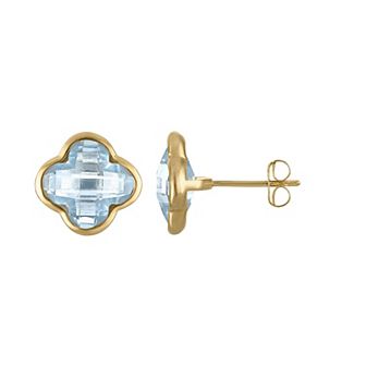Tiara 10k Gold Gemstone Clover Stud Earrings