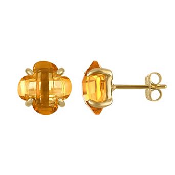 Tiara 10k Gold Gemstone Clover Cut Stud Earrings