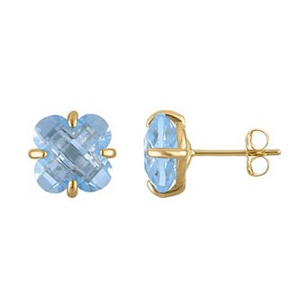 Tiara 10k Gold Gemstone Clover Cut Stud Earrings