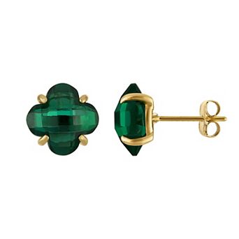 Tiara 10k Gold Gemstone Clover Cut Stud Earrings