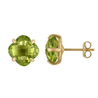 Tiara 10k Gold Gemstone Clover Cut Stud Earrings