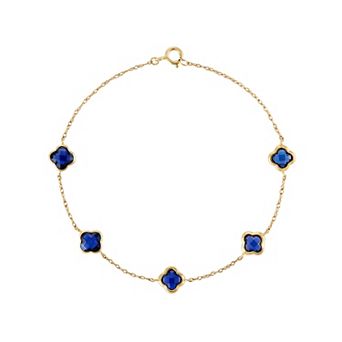 Tiara 10k Gold Gemstone Clover Cut Station Bracelet