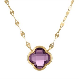 Tiara 10k Gold Gemstone Clover Pendant Necklace