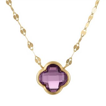 Tiara 10k Gold Gemstone Clover Pendant Necklace