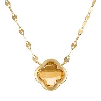 Tiara 10k Gold Gemstone Clover Pendant Necklace