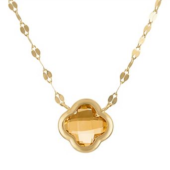 Tiara 10k Gold Gemstone Clover Pendant Necklace