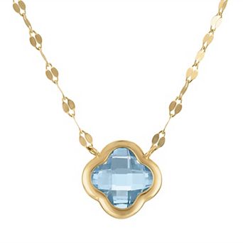 Tiara 10k Gold Gemstone Clover Pendant Necklace
