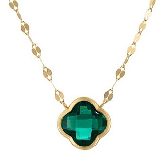 Tiara 10k Gold Gemstone Clover Pendant Necklace
