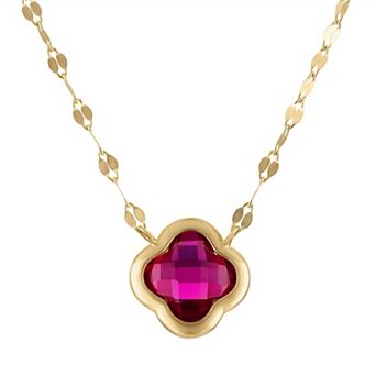 Tiara 10k Gold Gemstone Clover Pendant Necklace