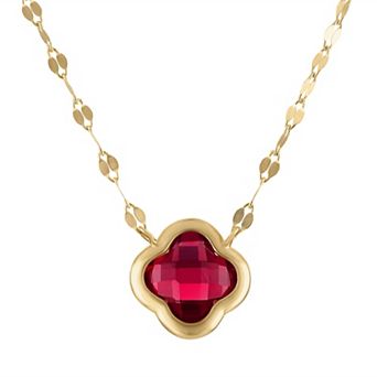 Tiara 10k Gold Gemstone Clover Pendant Necklace