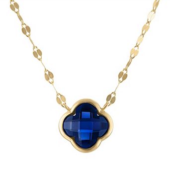 Tiara 10k Gold Gemstone Clover Pendant Necklace