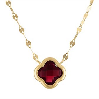Tiara 10k Gold Gemstone Clover Pendant Necklace