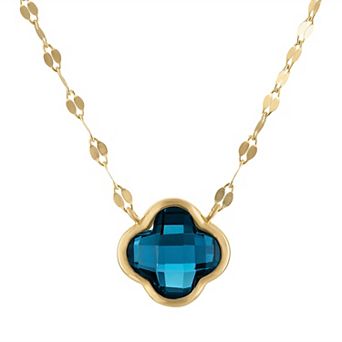 Tiara 10k Gold Gemstone Clover Pendant Necklace